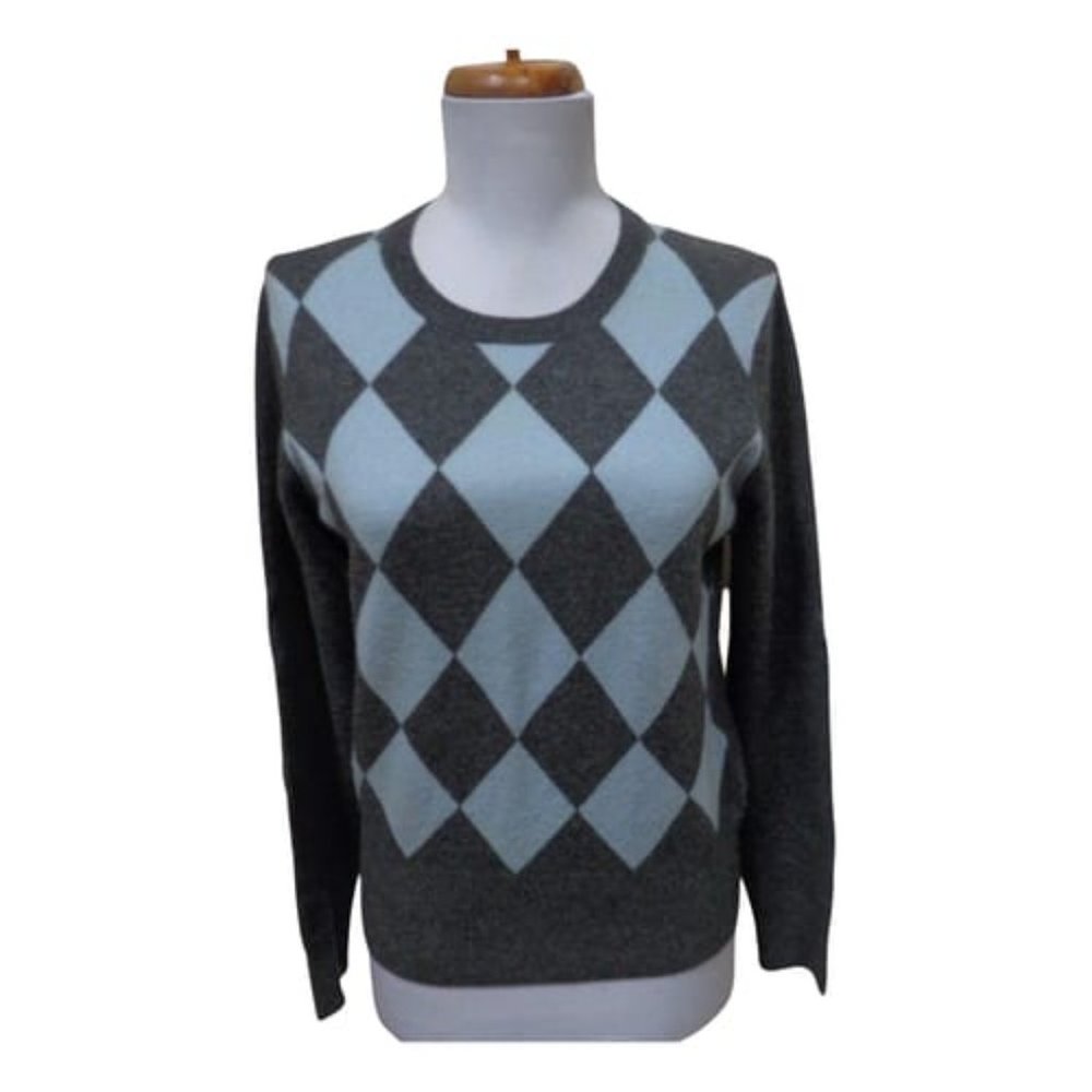 VGUC - TWEEDS Diamond Design 100% Cashmere Crewneck Sweater - Size M